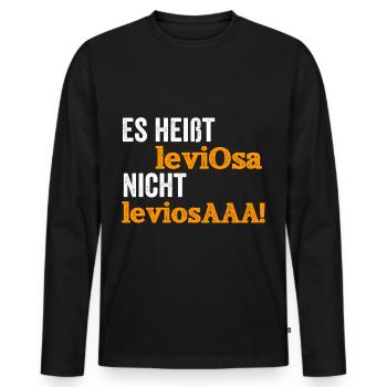 Es heißt leviOsa .. nicht leviosAAA - Männer Premium Bio Langarmshirt - Schwarz - Vorne - Nico (187cm)