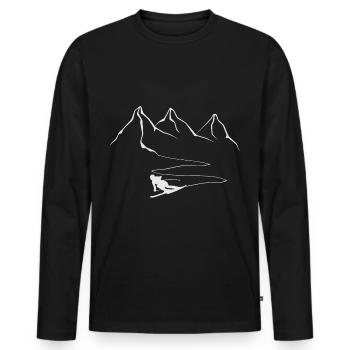 Après ski sur la montagne par école de ski et neige profonde - T-shirt manches longues Premium bio Homme - noir - Devant - Nico (187cm)