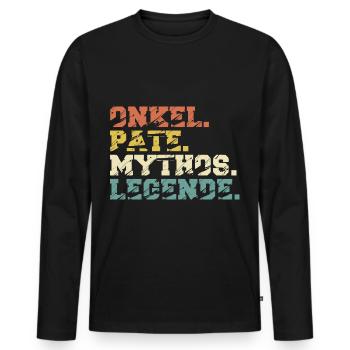 Onkel Pate Mytho Legende - Männer Premium Bio Langarmshirt - Schwarz - Vorne - Nico (187cm)