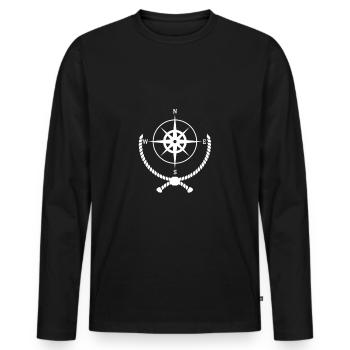 Boussole avec corde - T-shirt manches longues Premium bio Homme - noir - Devant - Nico (187cm)