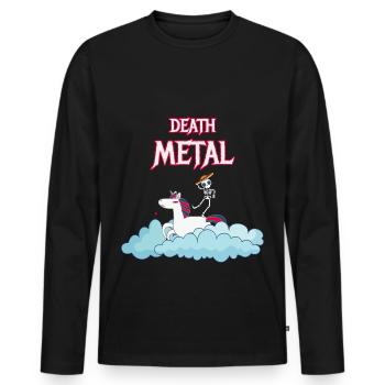 Metal Shirt Music Unicorn Skeleton Funny Gift - Men's Premium Organic Long Sleeve Shirt - black - Front - Nico (187cm)