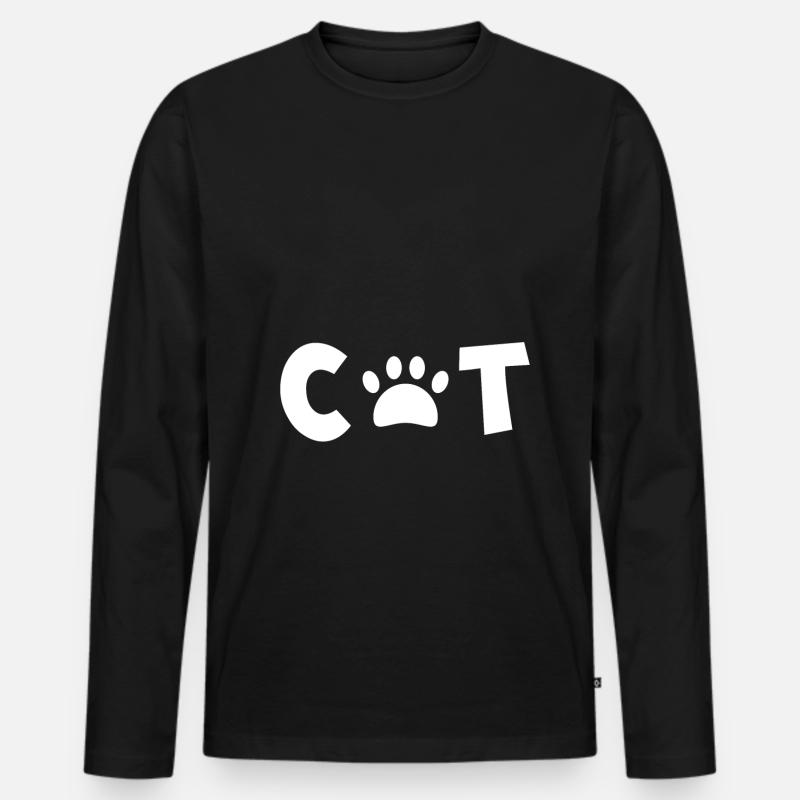 cat - Katze - Männer Premium Bio Langarmshirt - Schwarz