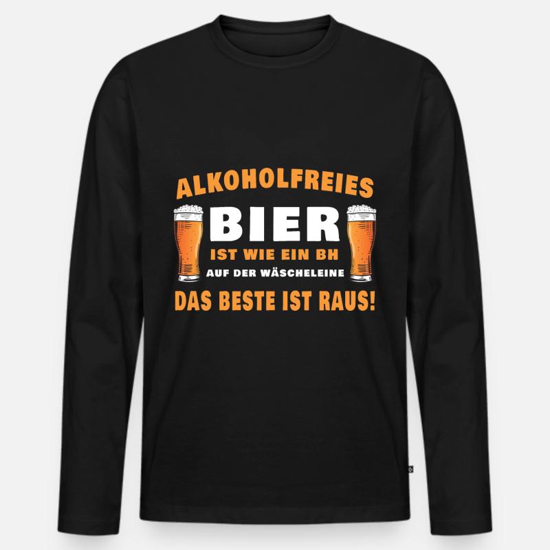 Alkoholfreies Bier - Männer Premium Bio Langarmshirt - Schwarz