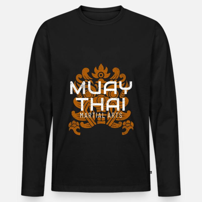 Muay Thai Kampfsport - Männer Premium Bio Langarmshirt - Schwarz