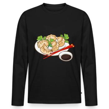 Dumplings Plate - Men's Premium Organic Long Sleeve Shirt - black - Front - Nico (187cm)