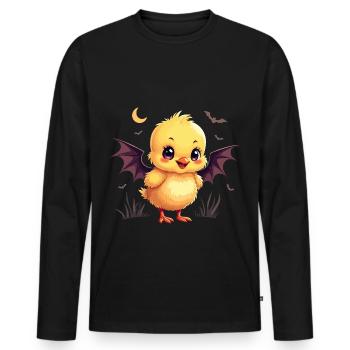 Fledermausküken Geröll Piep! Hühnchen Halloween - Männer Premium Bio Langarmshirt - Schwarz - Vorne - Nico (187cm)