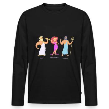 ZEUS APHRODITE POSEIDON - Männer Premium Bio Langarmshirt - Schwarz - Vorne - Nico (187cm)