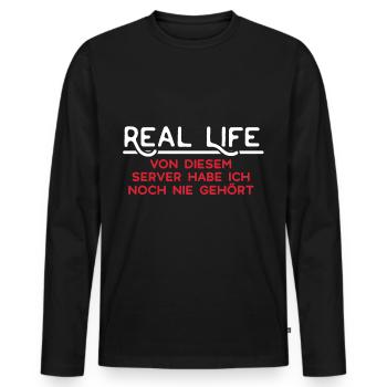 La vraie vie - T-shirt manches longues Premium bio Homme - noir - Devant - Nico (187cm)