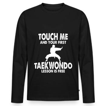 Taekwondo lustiger Spruch Geschenk Kampf - Männer Premium Bio Langarmshirt - Schwarz - Vorne - Nico (187cm)
