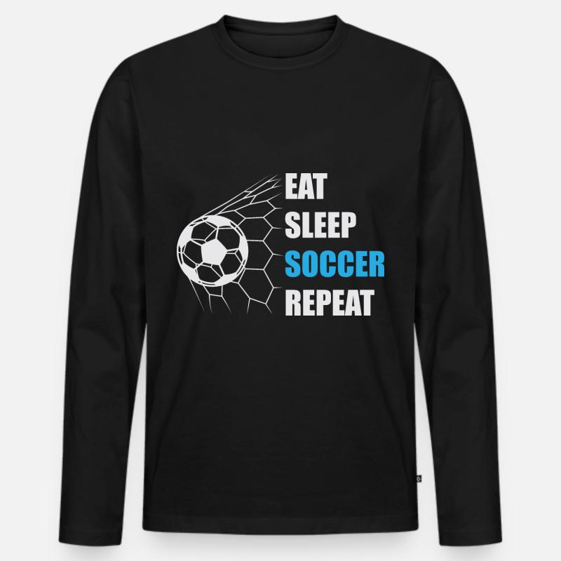Eat sleep soccer repeat - Männer Premium Bio Langarmshirt - Schwarz