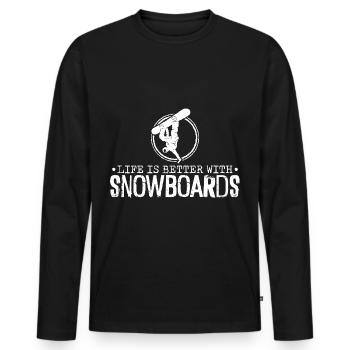 Snowboard Snowboard Holiday Snowboarding Snowboarder - Men's Premium Organic Long Sleeve Shirt - black - Front - Nico (187cm)