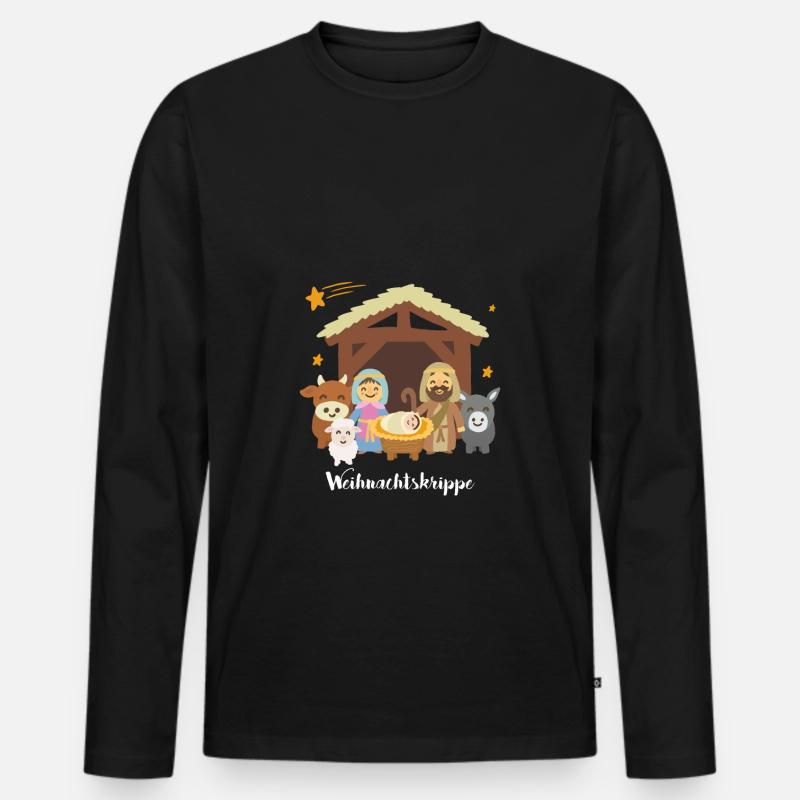 Weihnachtskrippe Süß ! - Männer Premium Bio Langarmshirt - Schwarz