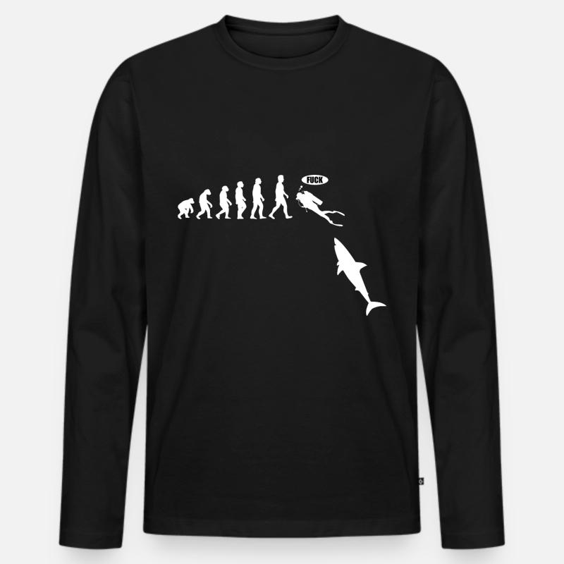Tauchen Scuba Taucher Evolution Unterwasser Meer - Männer Premium Bio Langarmshirt - Schwarz