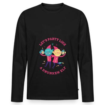 Let's party elves party shirt gift - Men's Premium Organic Long Sleeve Shirt - black - Front - Nico (187cm)