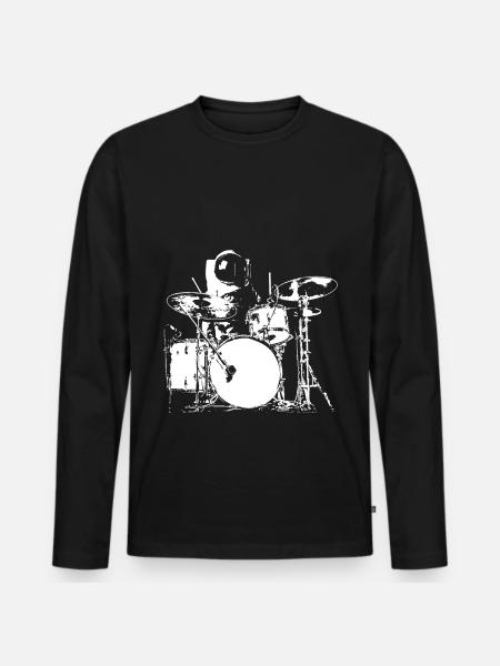 Space Drummer - Drummer T-Shirt - Männer Premium Bio Langarmshirt - Schwarz