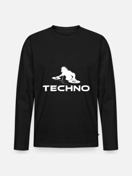 techno dj blanc - T-shirt manches longues Premium bio Homme - noir