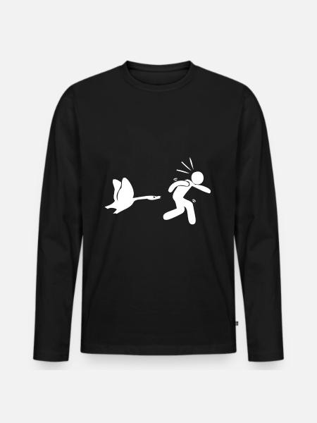 gans weiß mann - Männer Premium Bio Langarmshirt - Schwarz