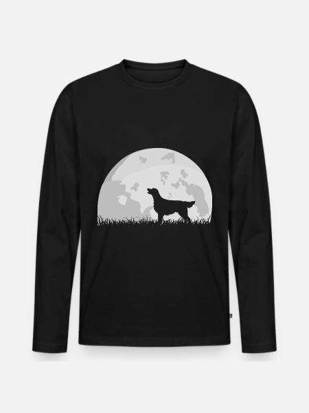 Flat Coated Retriever full moon - Men's Premium Organic Long Sleeve Shirt - black