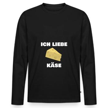 J'adore le fromage - T-shirt manches longues Premium bio Homme - noir - Devant - Nico (187cm)