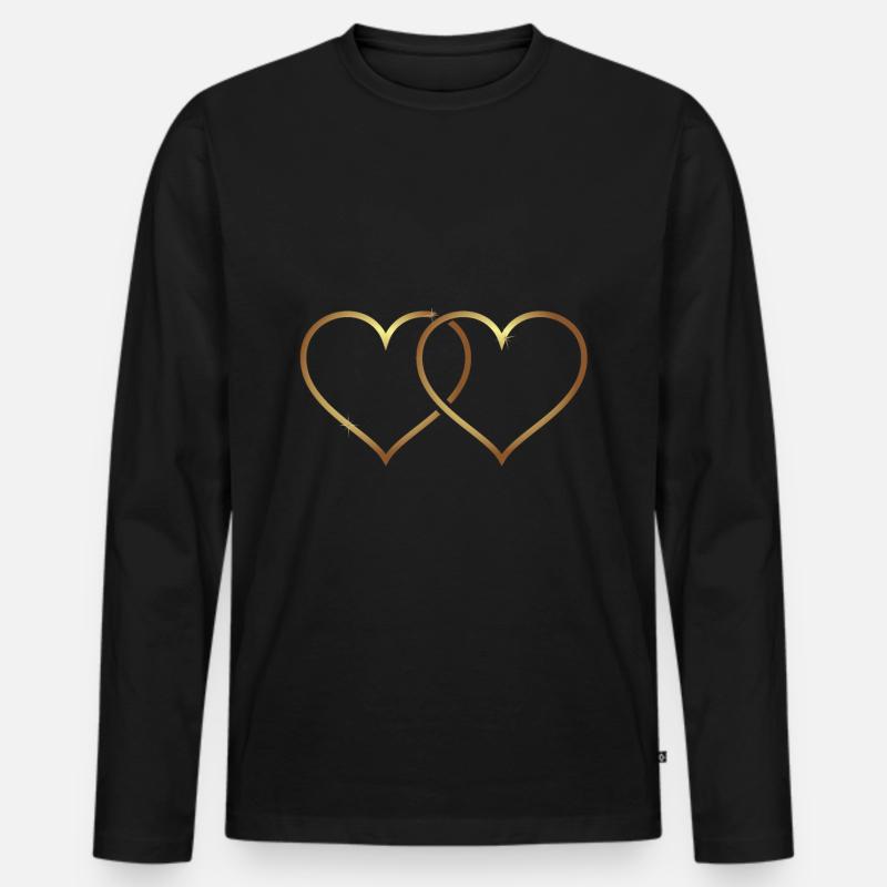 Herz - Männer Premium Bio Langarmshirt - Schwarz