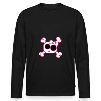 Funny cartoon skull - Men's Premium Organic Long Sleeve Shirt - black - Front - Nico (187cm)