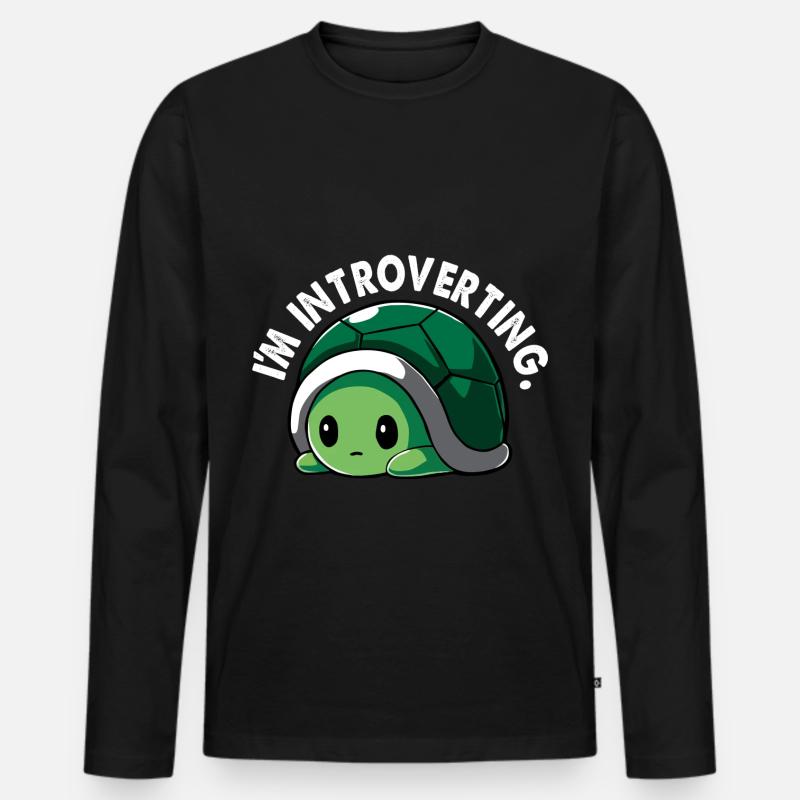 Schildkröte Introvertiert - Männer Premium Bio Langarmshirt - Schwarz