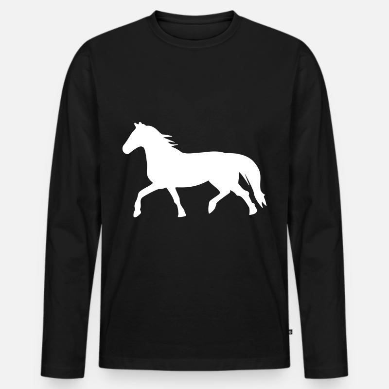 Pferd - Männer Premium Bio Langarmshirt - Schwarz