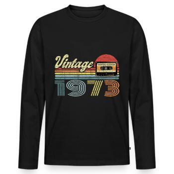 Vintage Since 1973 - Cadeau pour le 48e anniversaire - T-shirt manches longues Premium bio Homme - noir - Devant - Nico (187cm)