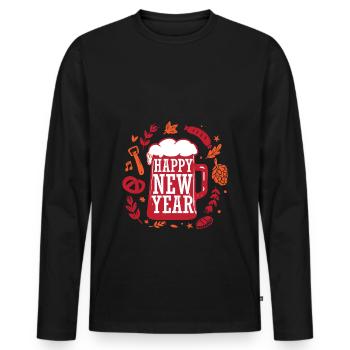 Nouvel An Nouvel An cible Bière Cheers - T-shirt manches longues Premium bio Homme - noir - Devant - Nico (187cm)