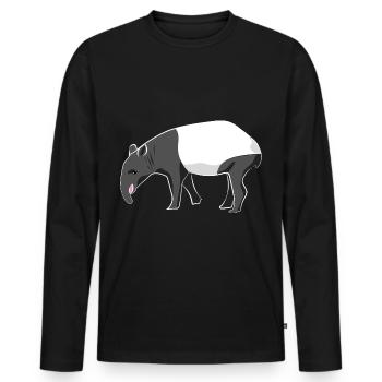 Tapir Zootier - Männer Premium Bio Langarmshirt - Schwarz - Vorne - Nico (187cm)