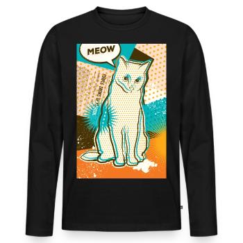 Cat MEOW, pop art, collage - Men's Premium Organic Long Sleeve Shirt - black - Front - Nico (187cm)