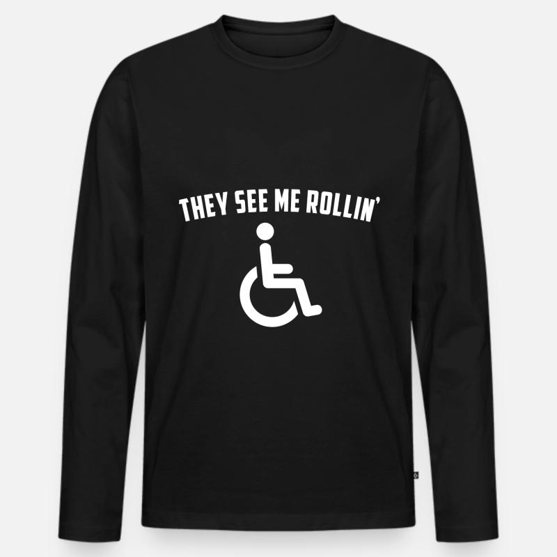 Rollstuhlfahrer Humor - Männer Premium Bio Langarmshirt - Schwarz