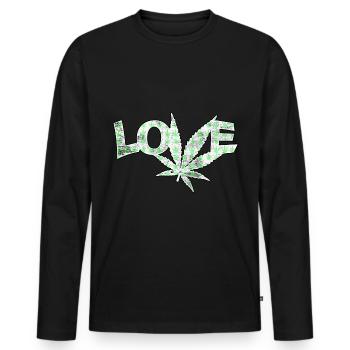 Love Marijuana Cannabis Blatt - Männer Premium Bio Langarmshirt - Schwarz - Vorne - Nico (187cm)