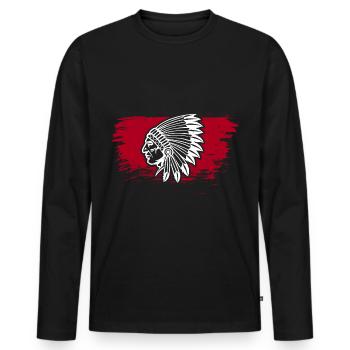 Indian chief - Men's Premium Organic Long Sleeve Shirt - black - Front - Nico (187cm)