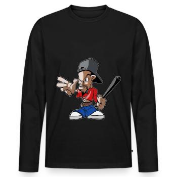 Gangster Graffiti - Männer Premium Bio Langarmshirt - Schwarz - Vorne - Nico (187cm)