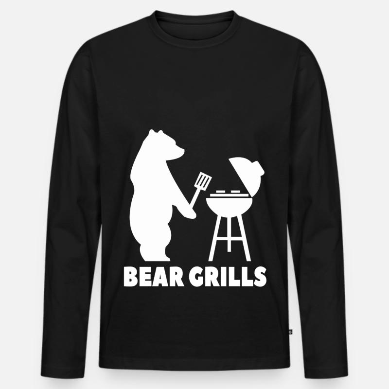 bear Grills - Männer Premium Bio Langarmshirt - Schwarz