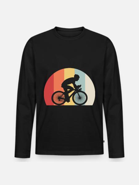 Fahrradfahrer - Männer Premium Bio Langarmshirt - Schwarz