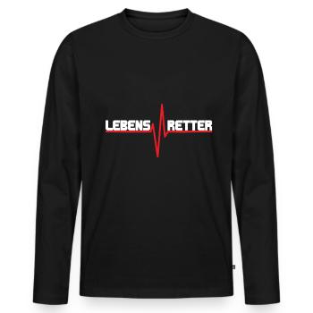 Conception ECG Lifesaver - police blanche - T-shirt manches longues Premium bio Homme - noir - Devant - Nico (187cm)