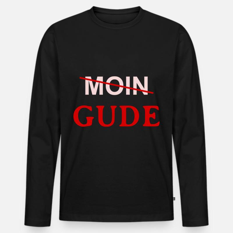 Moin Gude - Männer Premium Bio Langarmshirt - Schwarz