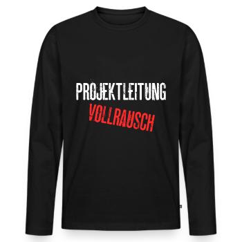 Projektleitung Vollrausch - Männer Premium Bio Langarmshirt - Schwarz - Vorne - Nico (187cm)