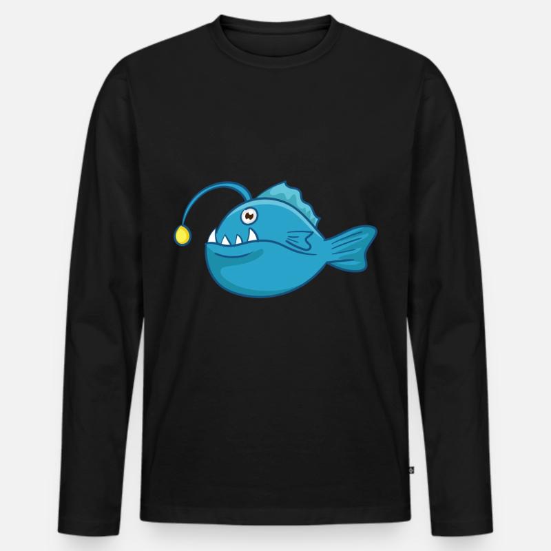 Dicker Tiefseefisch - Männer Premium Bio Langarmshirt - Schwarz