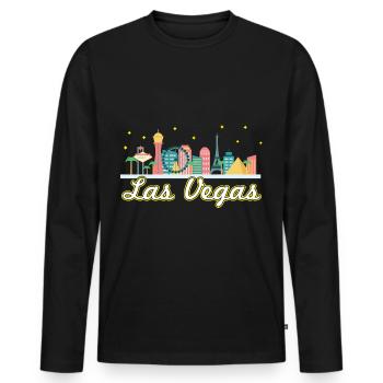 Las Vegas Strip - T-shirt manches longues Premium bio Homme - noir - Devant - Nico (187cm)