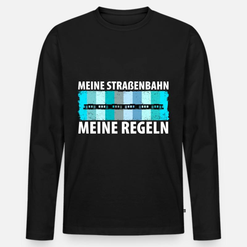Straßenbahnfahrer Straßenbahn Stadtbahn Tram - Männer Premium Bio Langarmshirt - Schwarz