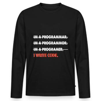 Coder coder funny gift - Men's Premium Organic Long Sleeve Shirt - black - Front - Nico (187cm)