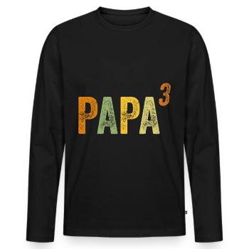 Dad High Three - 3 Kids Triples Father's Day - Men's Premium Organic Long Sleeve Shirt - black - Front - Nico (187cm)