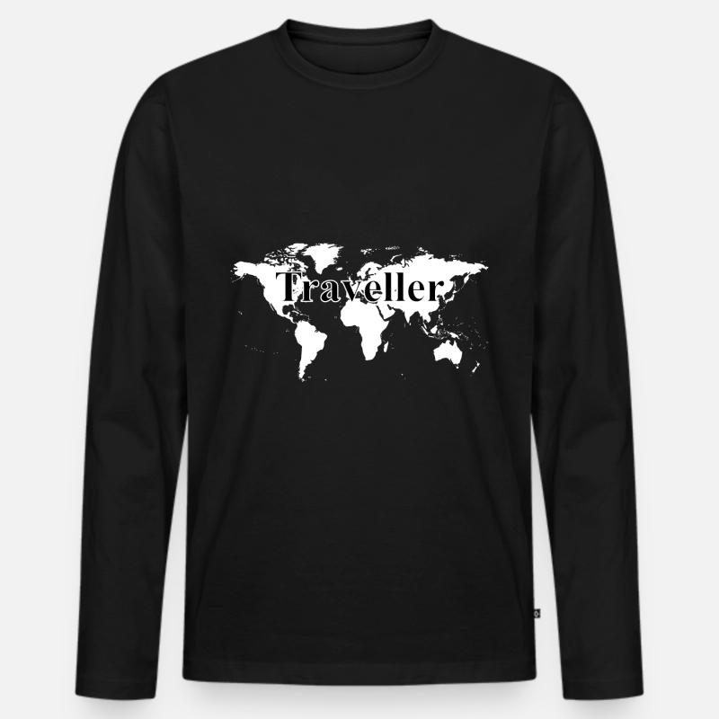 Traveller Worldmap Geschenk - Männer Premium Bio Langarmshirt - Schwarz