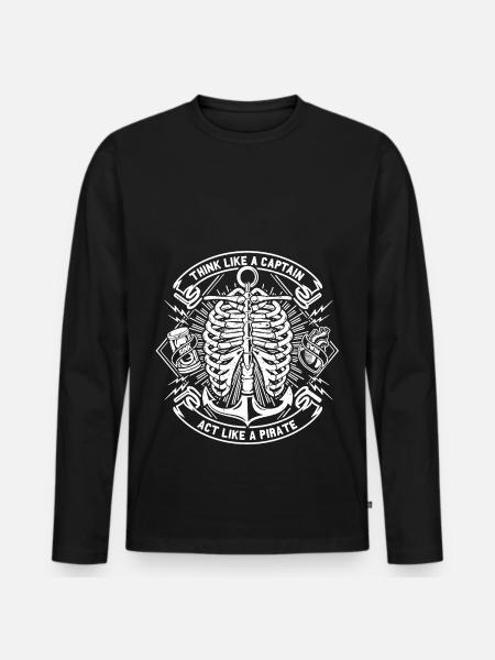 Skeleton captain - Men's Premium Organic Long Sleeve Shirt - black