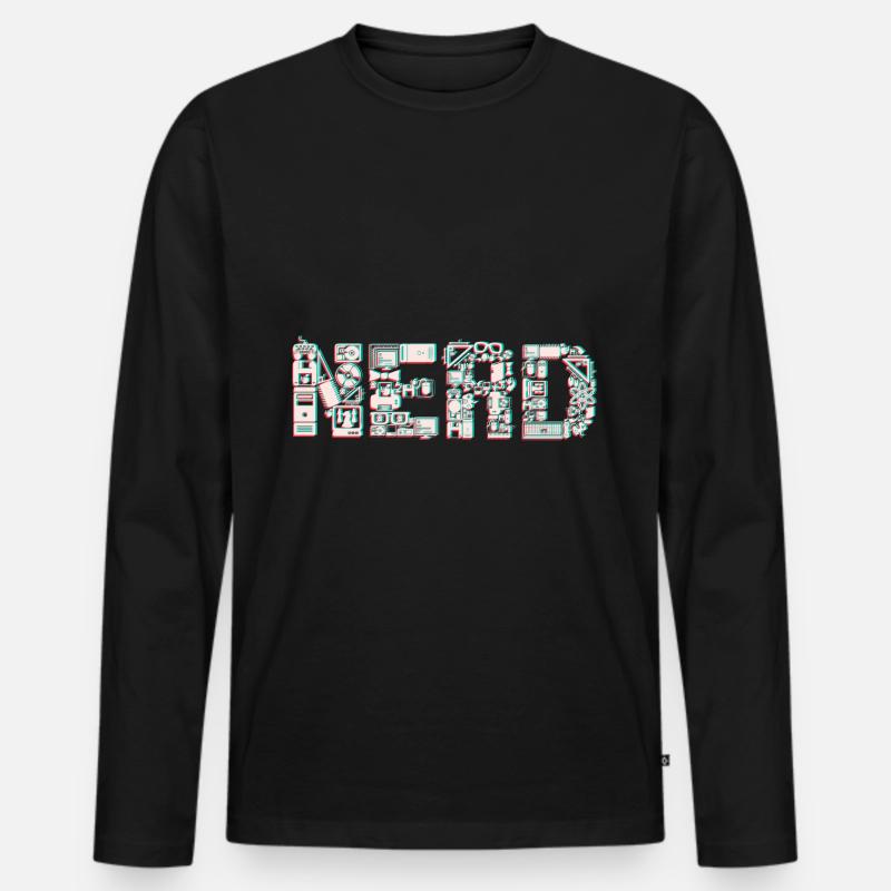 NERD 3D - Männer Premium Bio Langarmshirt - Schwarz