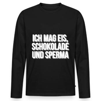 Eis Schokolade Sperma - Männer Premium Bio Langarmshirt - Schwarz - Vorne - Nico (187cm)