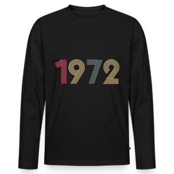 Year 1972 customizable - Men's Premium Organic Long Sleeve Shirt - black - Front - Nico (187cm)